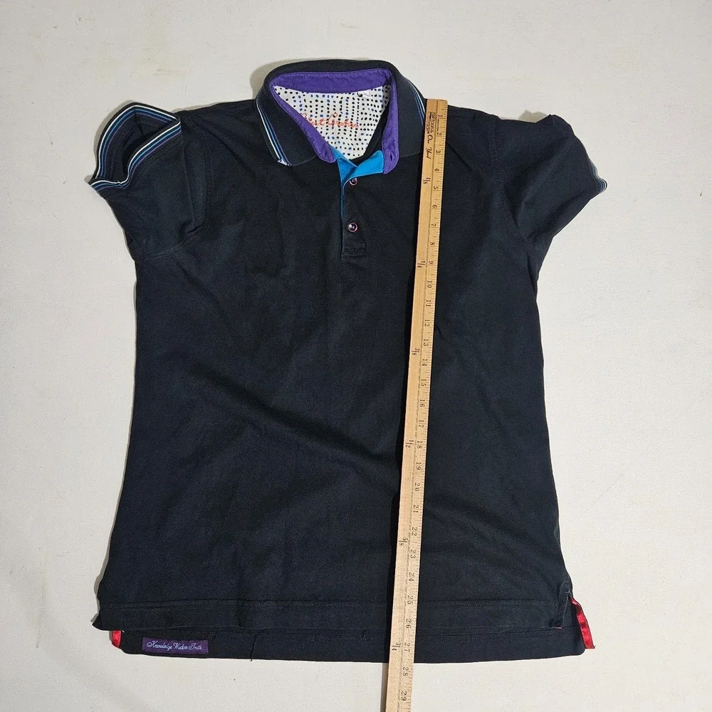 Robert Graham Mens Black Polo Short Sleeve Shirt Size M